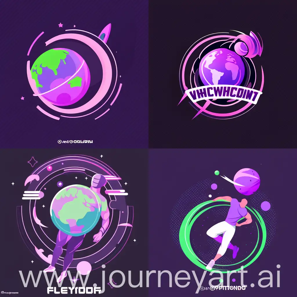 Fitness-Club-Logo-with-Purple-and-Pink-Planet-Design