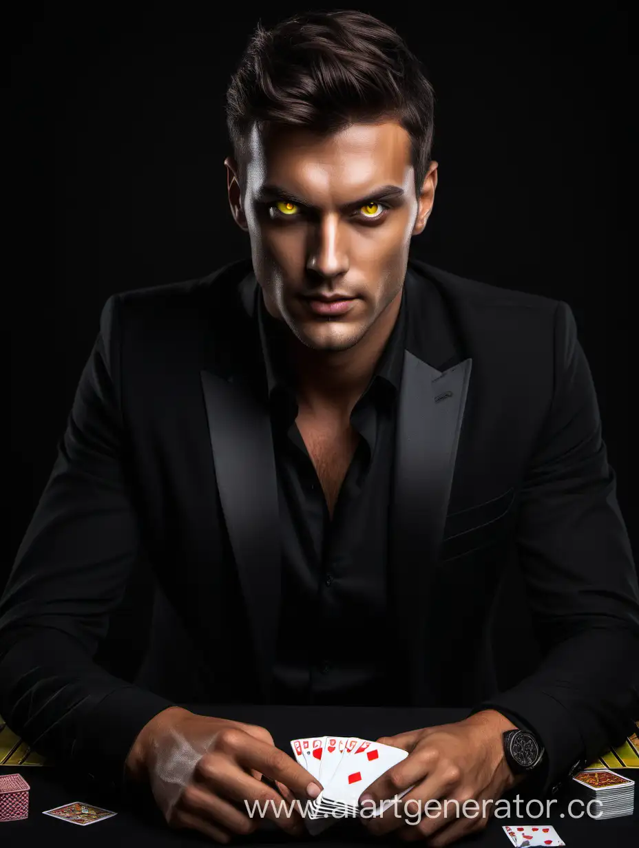 Mysterious-Brunet-Man-with-Deck-of-Cards-in-Black-Attire