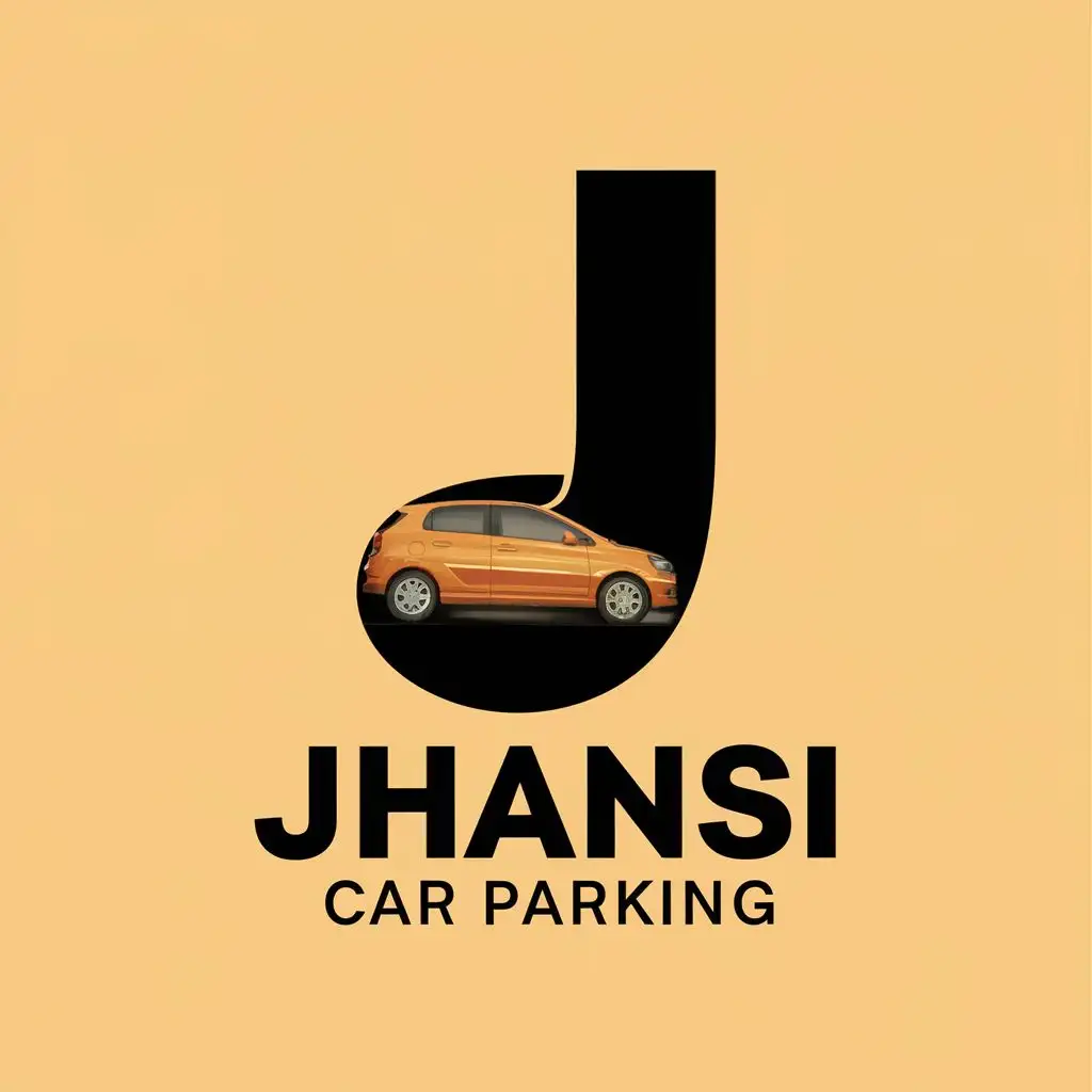 logo, letter J on a car image, with the text "Jhansi Car Parking", typography, be used in Travel industry