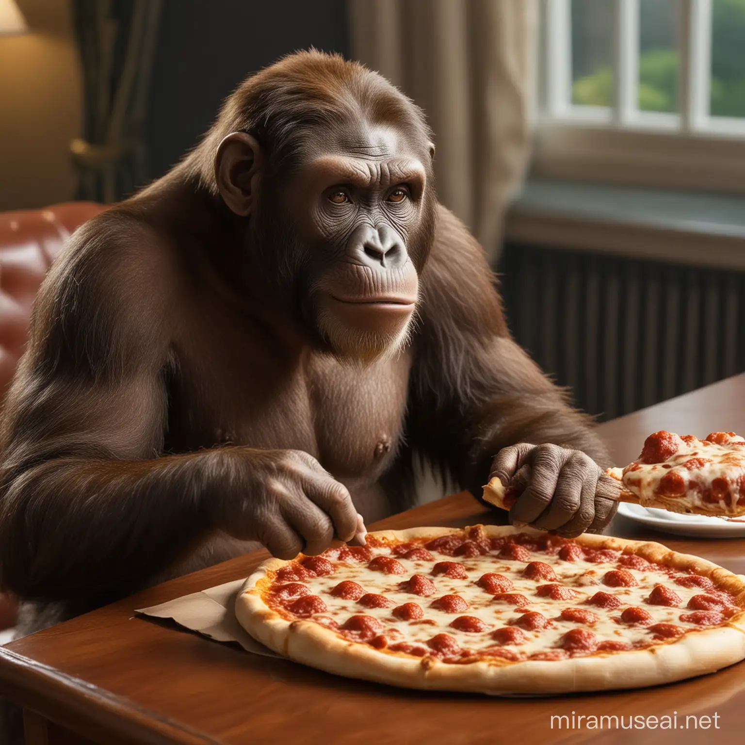 ape, president, pizza
