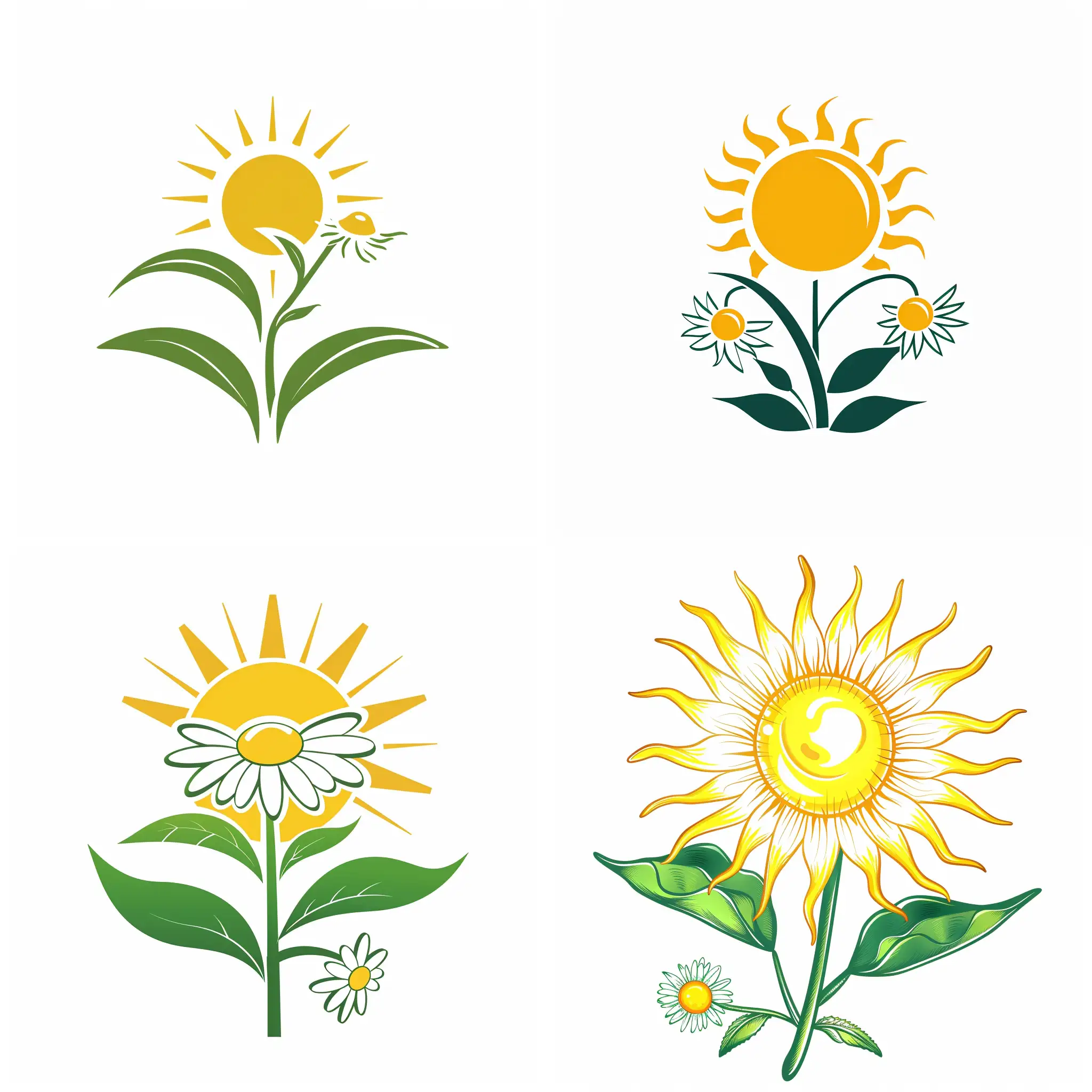 Логотип на белом фоне , солнышко с ромашкой 