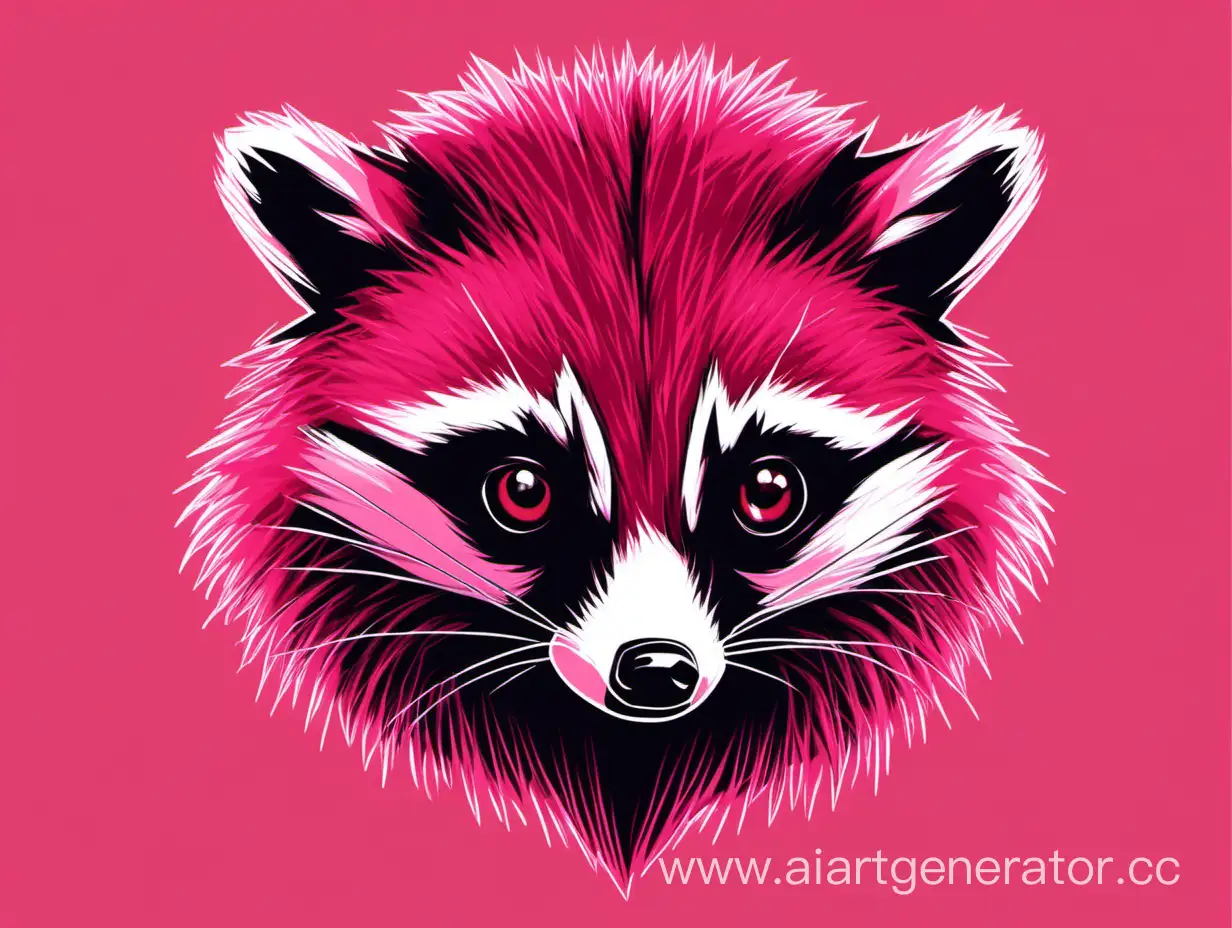 Vibrant-PinkRed-Raccoon-Art-Whimsical-Wildlife-in-Stunning-Hues