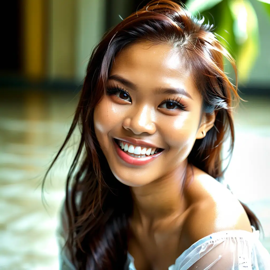 Smiling Filipino Woman Beautiful Model with a Radiant Smile