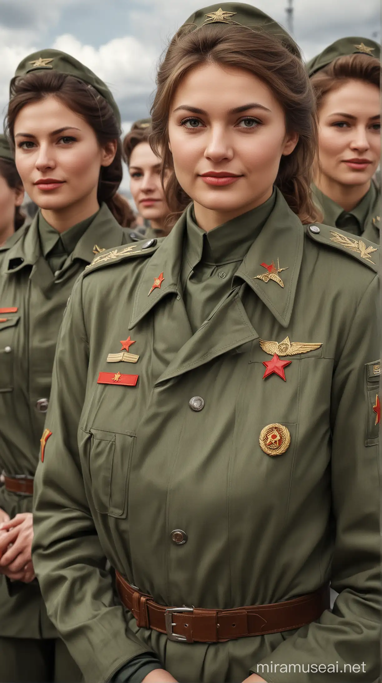 Hyper Realistic Depiction of Soviet Officials Recruiting Female Pilots for AllFemale Squadron