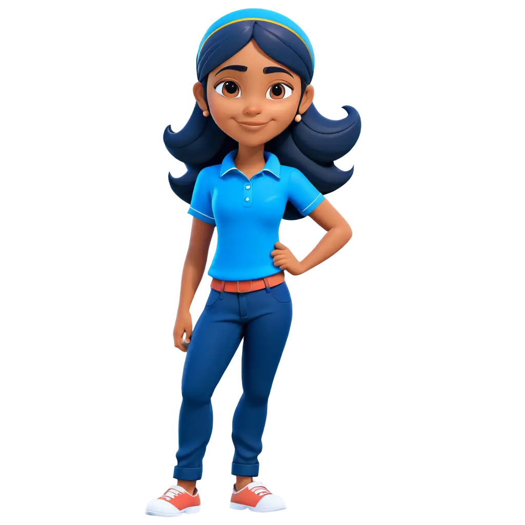 HighQuality-PNG-Image-Indian-Schoolgirl-in-Blue-Shirt-and-Dark-Blue-Pants