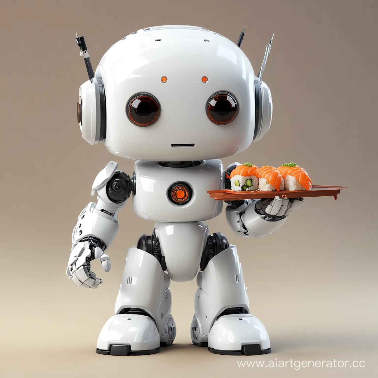 Adorable-White-Robot-Holding-Sushi-Roll-Futuristic-Cuisine-Concept