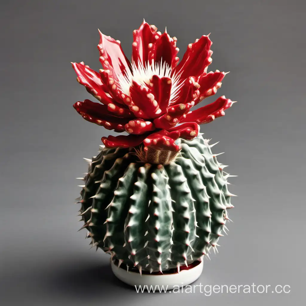 Exquisite-Porcelain-Pomegranate-Cactus-Sculpture