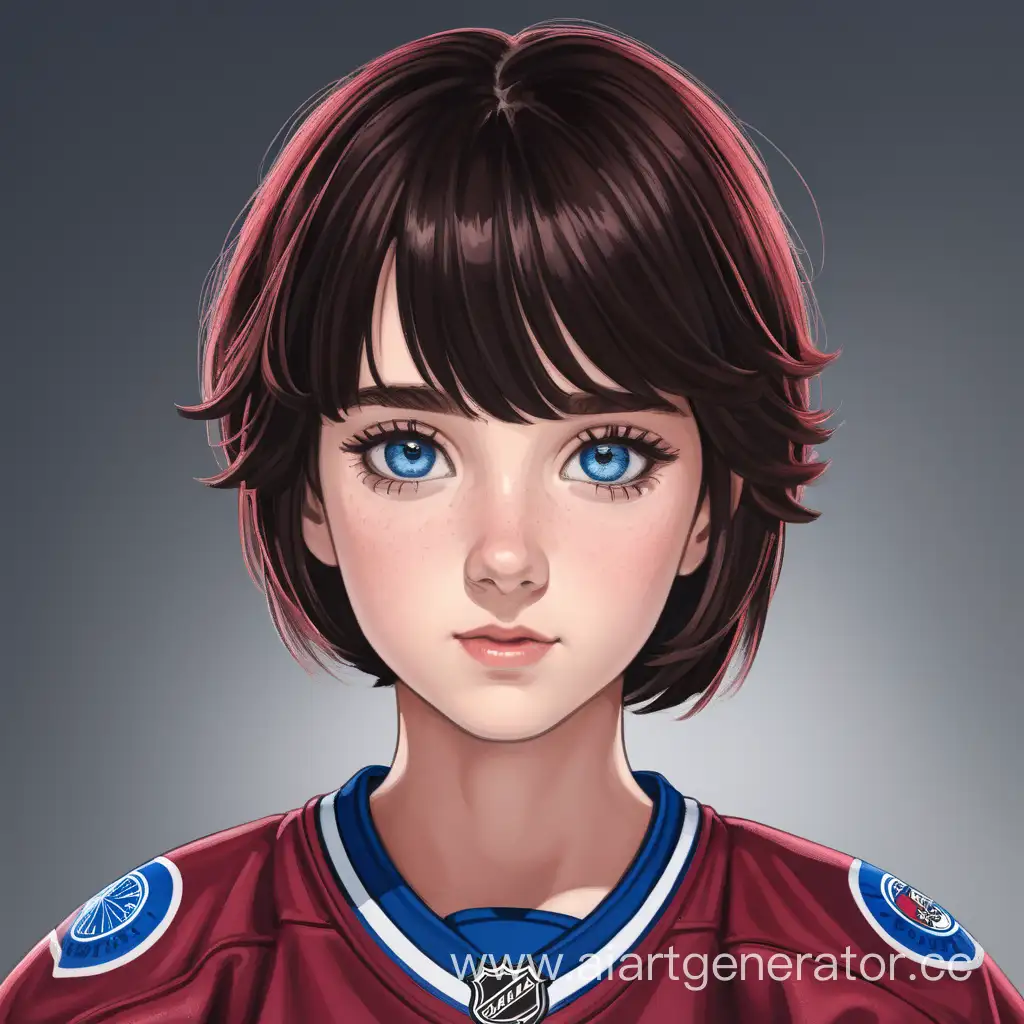 Young-Female-Hockey-Player-in-Vibrant-CherryColored-Uniform