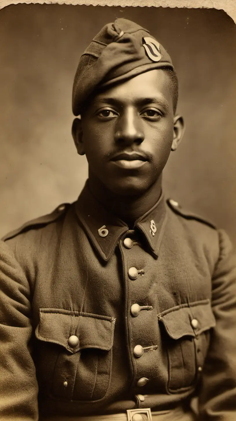 Courageous Soldier Private Henry Johnson Saluting with Valor