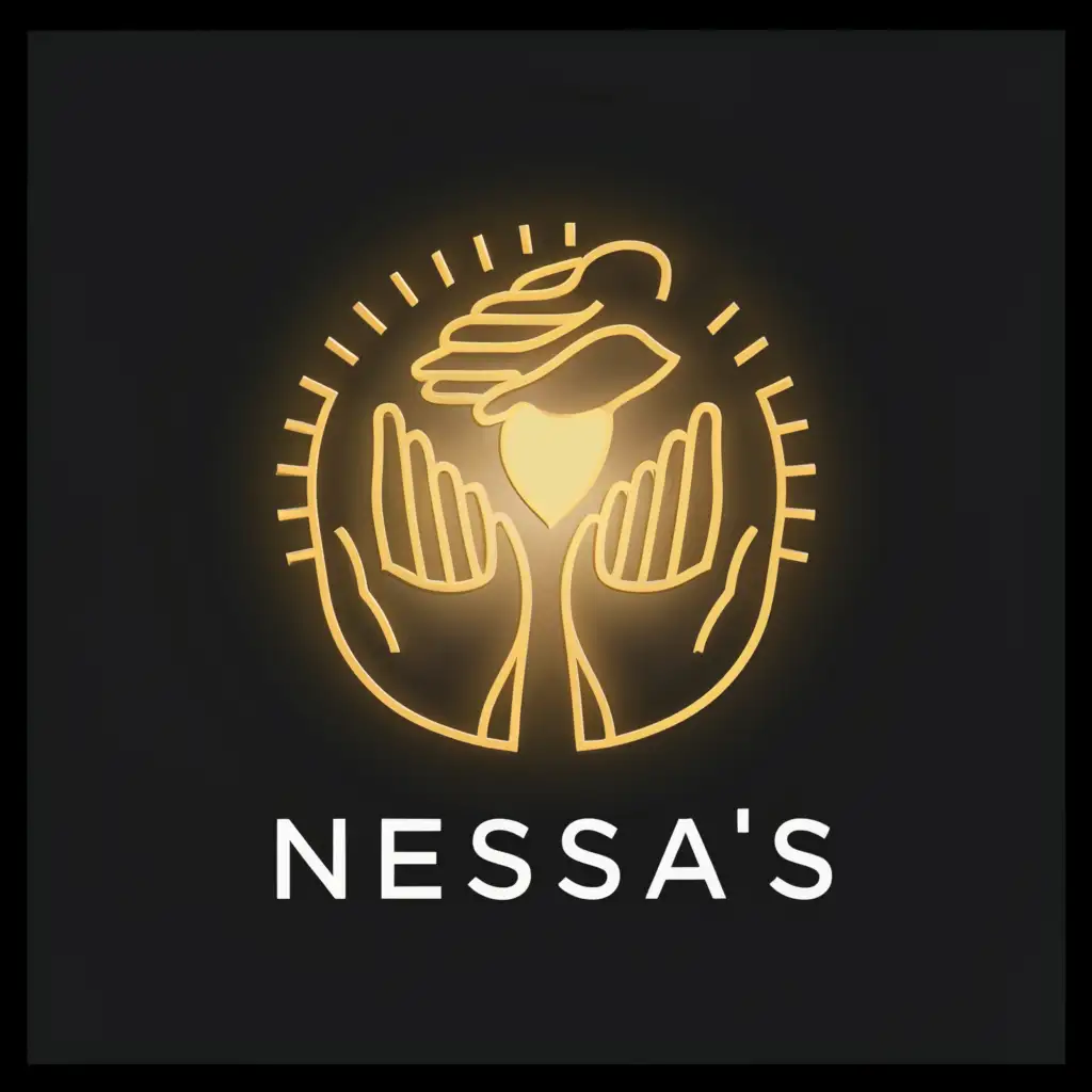 a logo design,with the text "Nessa`S", main symbol:Caring hands,Moderate,clear background