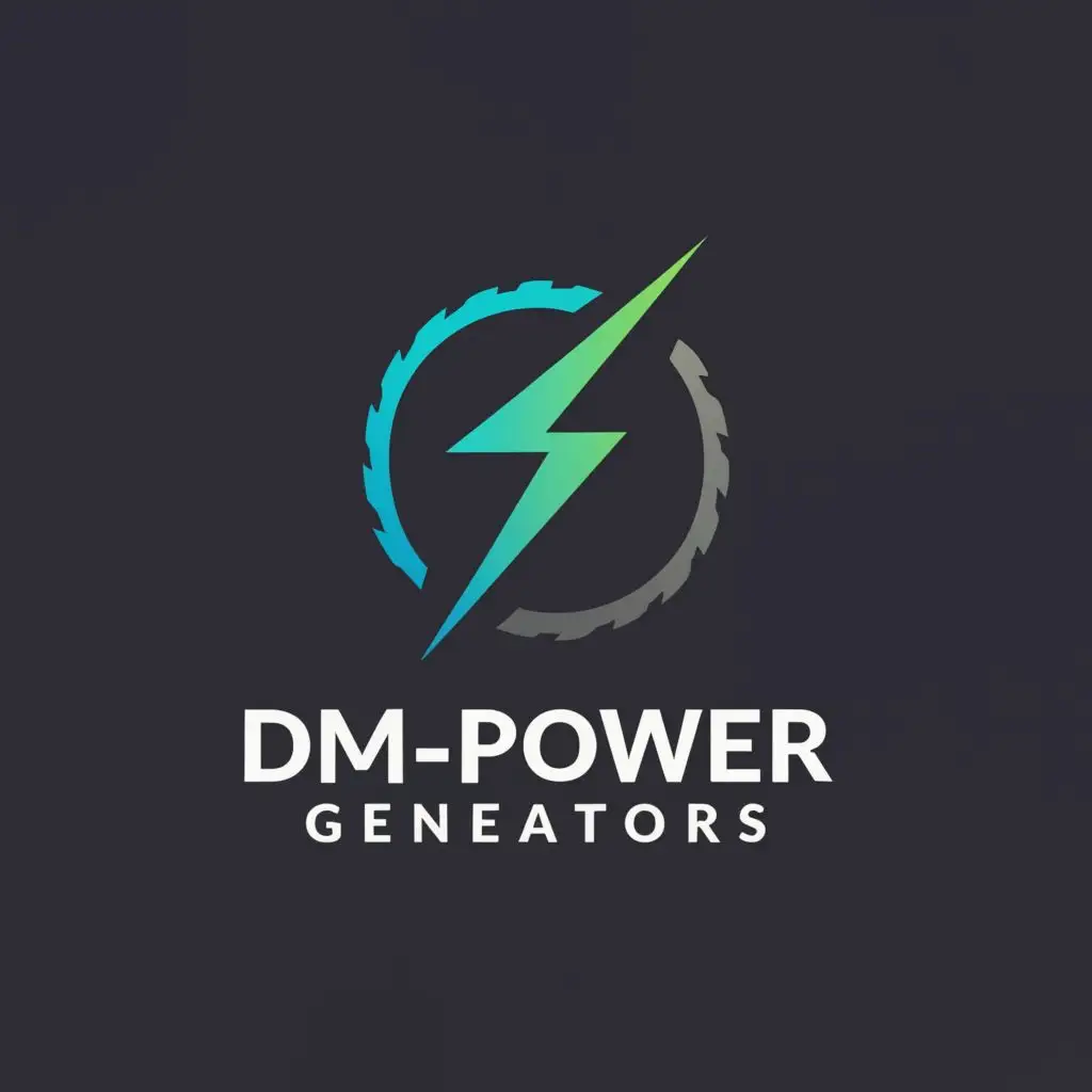a logo design,with the text "DM-POWER GENERATORS", main symbol:lightning,Moderate,be used in Technology industry,clear background