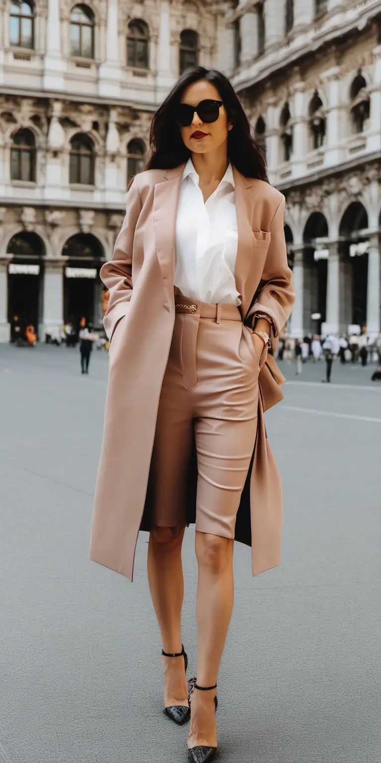 Fashionable Woman in Milaninspired Outfit