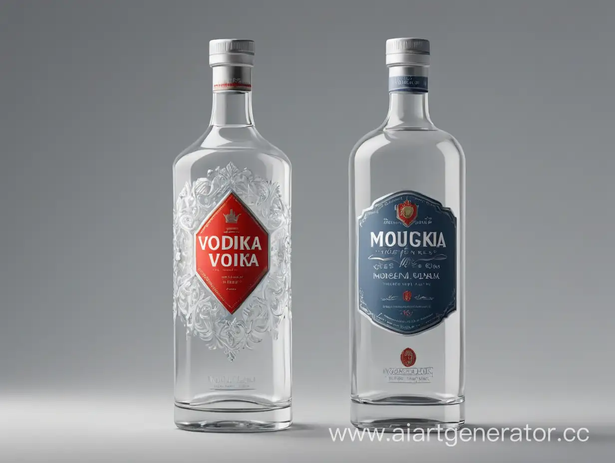 Vodka bottle transparent for mockup design without label