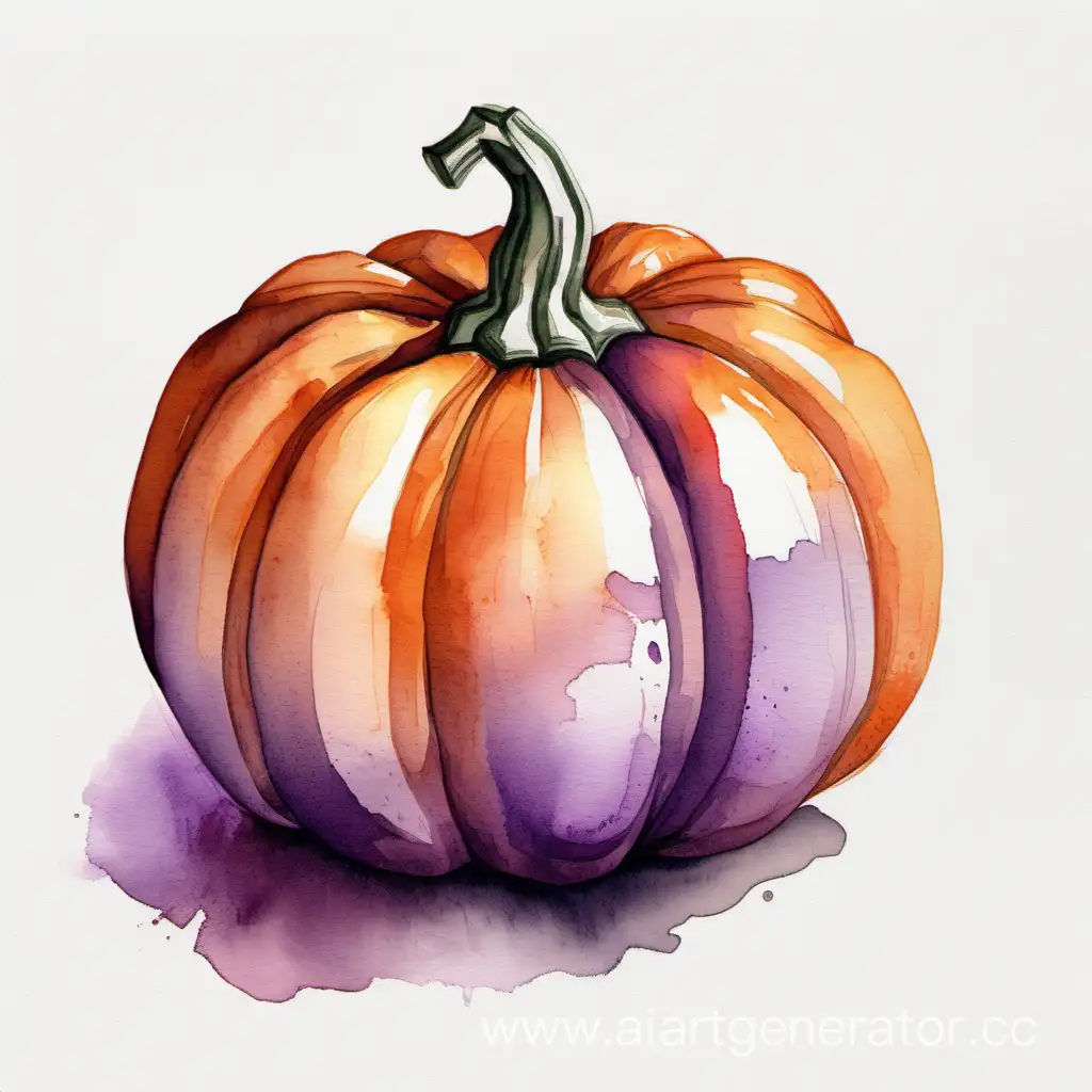 Vibrant-Watercolor-Pumpkin-Illustration-in-Orange-Purple-and-Green
