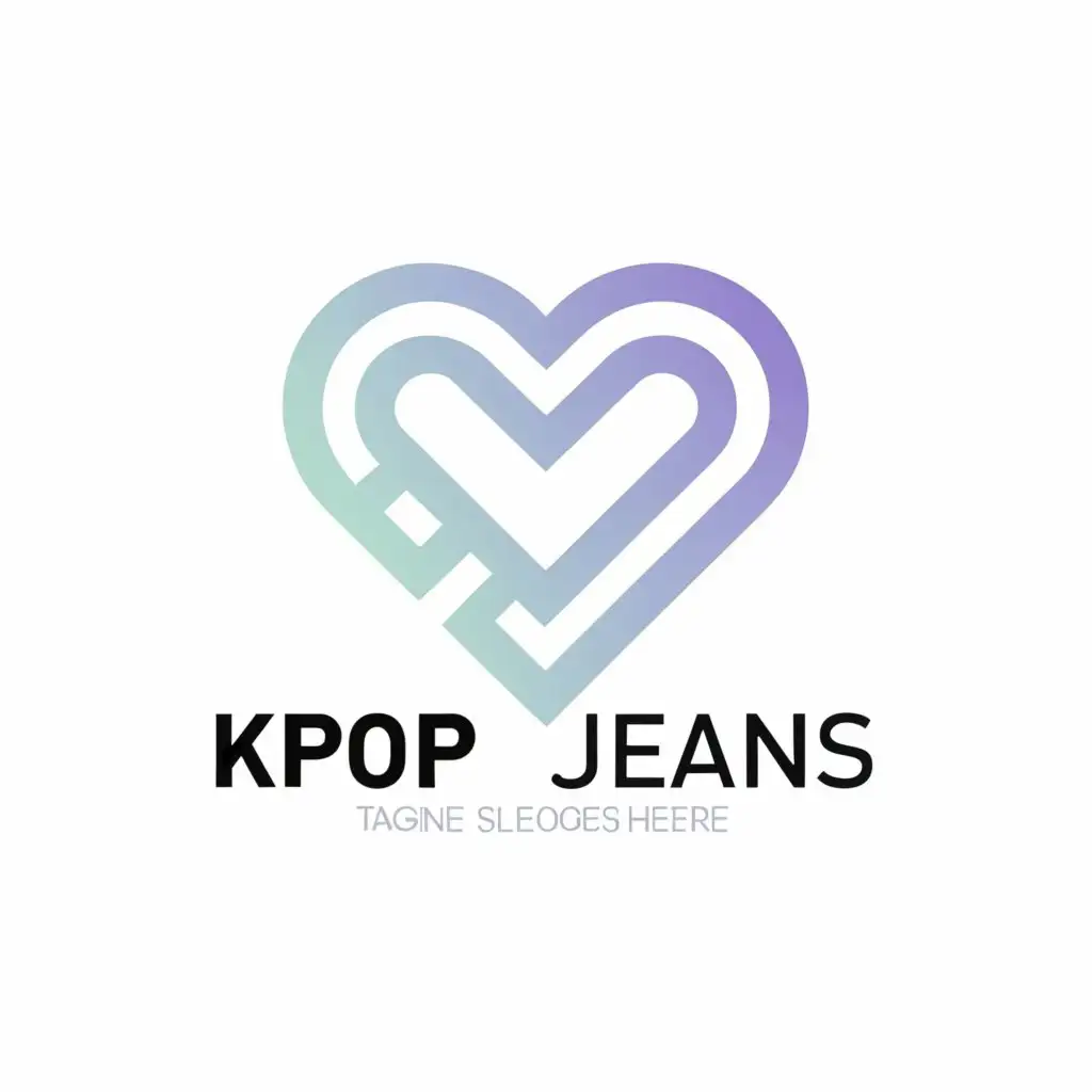 a logo design, with the text 'Kpop jeans', main symbol: heart, Moderate, clear background pink color pastel