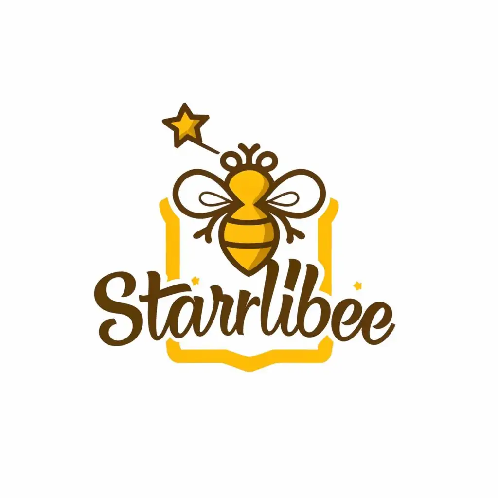 LOGO-Design-For-Starlibee-Buzzing-Bee-Embracing-a-Shining-Star