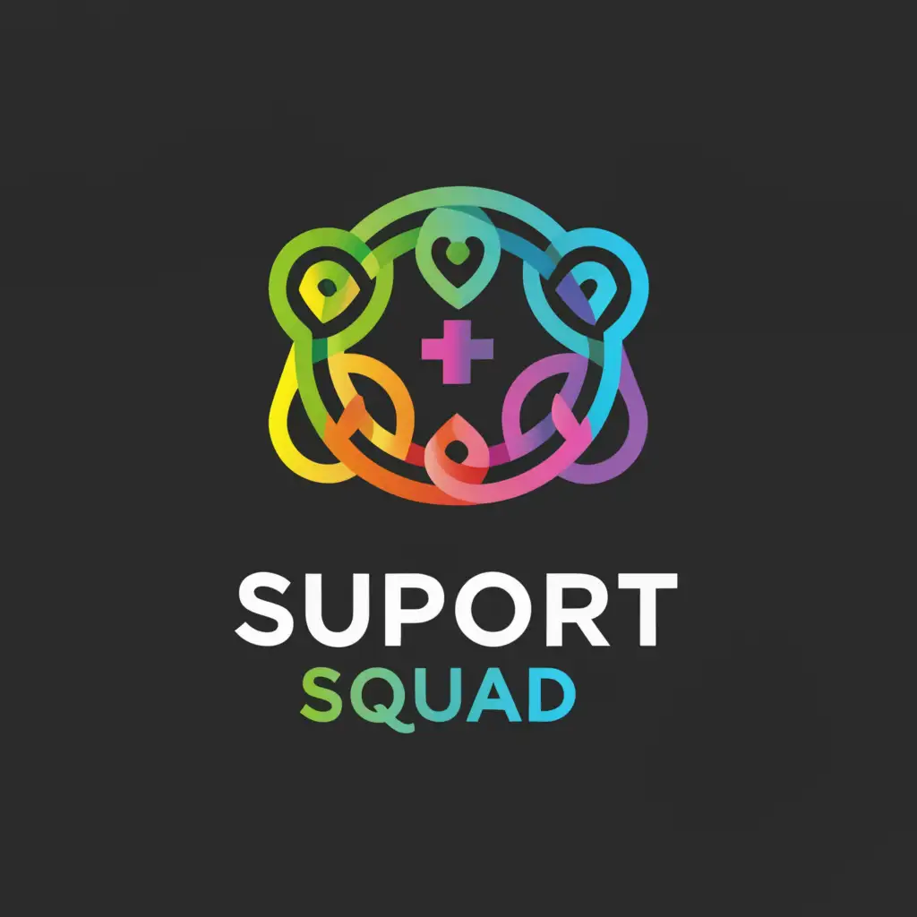 a logo design,with the text "support squad", main symbol:team,Moderate,clear background
