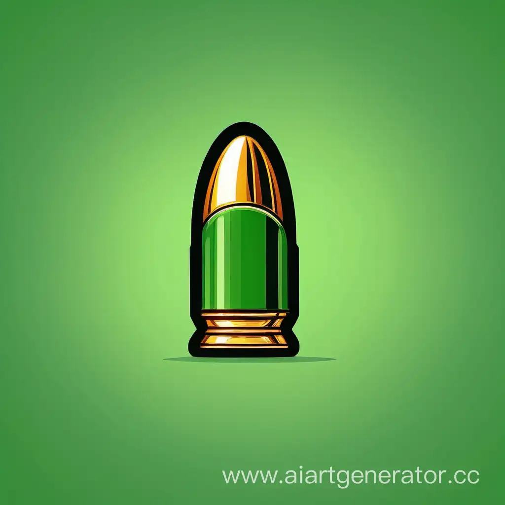 Cartoon-Bullet-in-Side-View-on-Green-Background