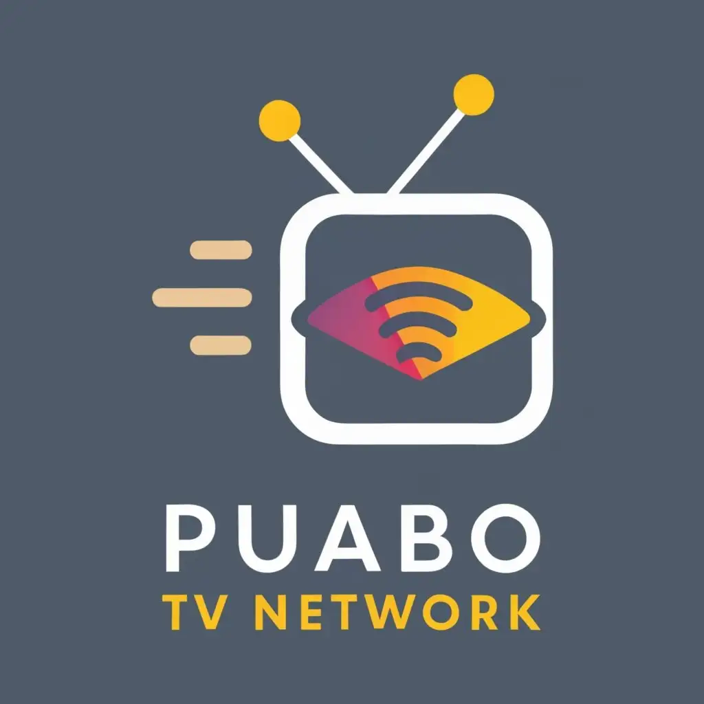 logo, Cloud TV Streaming Symbol, with the text "PUABO TV NETWORK", typography, be used in Entertainment industry
