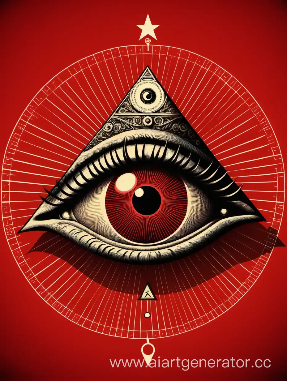 Всевидящее око на красном фоне