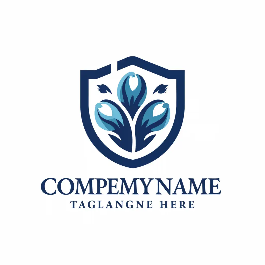 LOGO-Design-For-School-Emblem-Blue-Flowers-Symbolizing-Knowledge-and-Growth