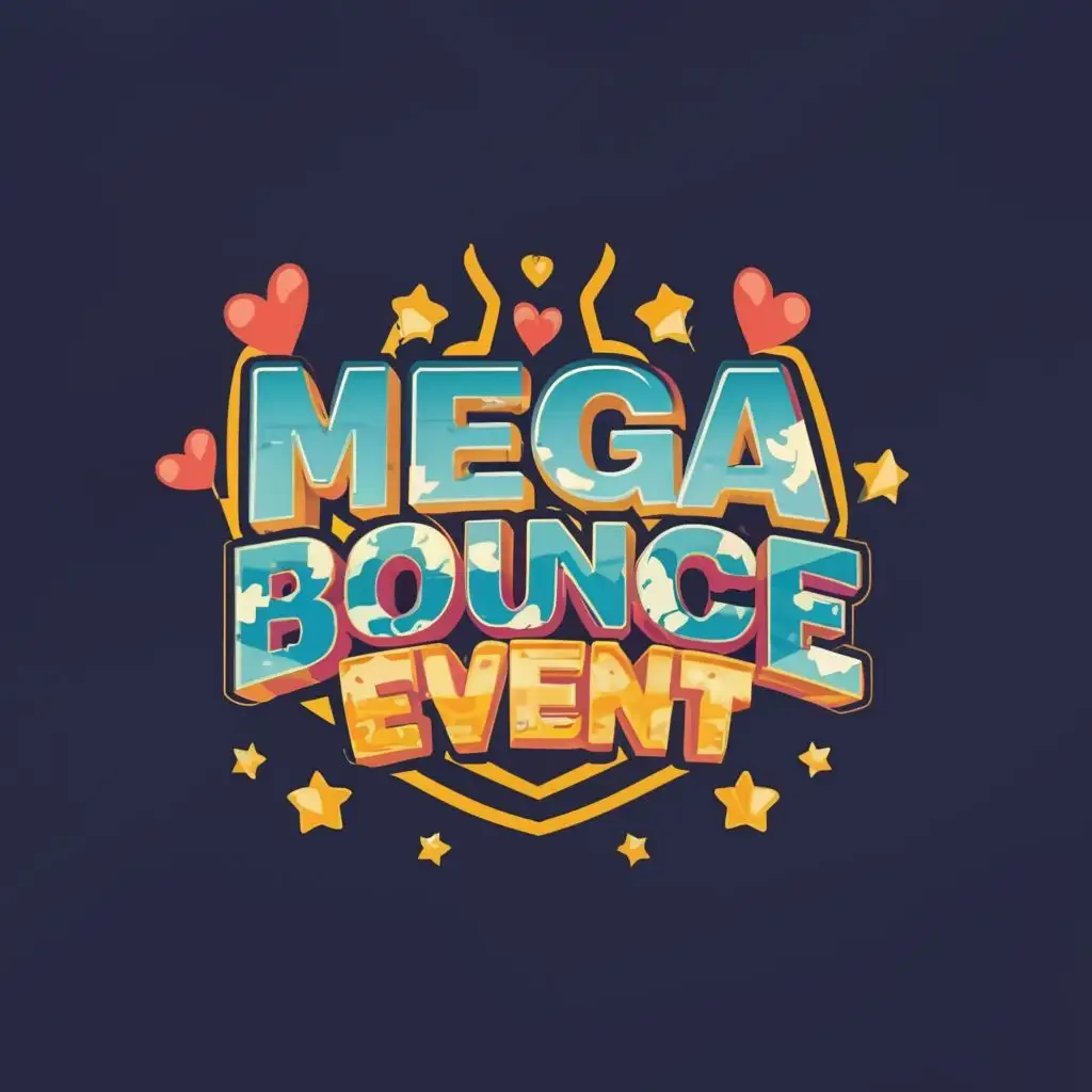 logo, Fun, with the text "Mega Bounce Event", typography, be used in Events industry