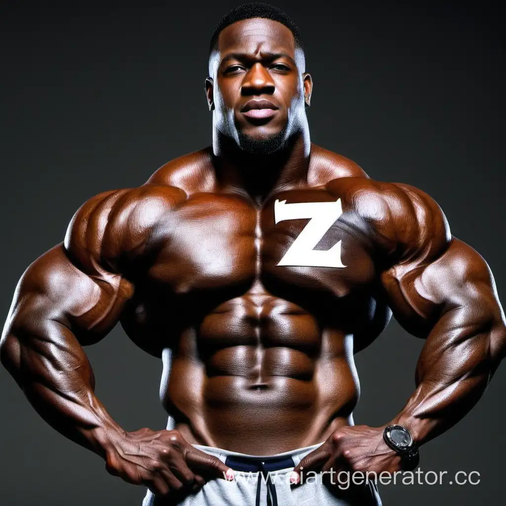 inion mith huge muscles that has letter Z on his chest