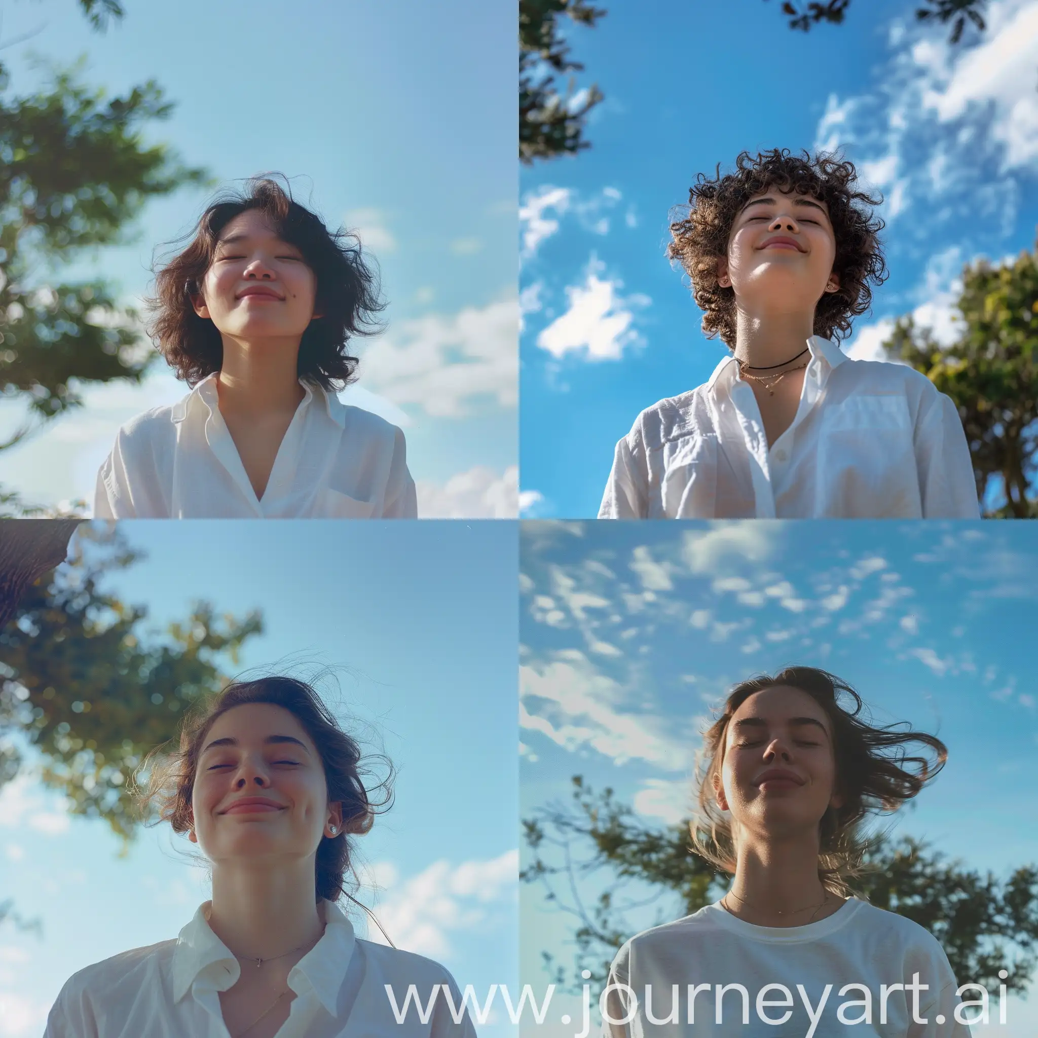 Smiling-Person-in-Blue-Shirt-Enjoying-Sunny-Day-Outdoors