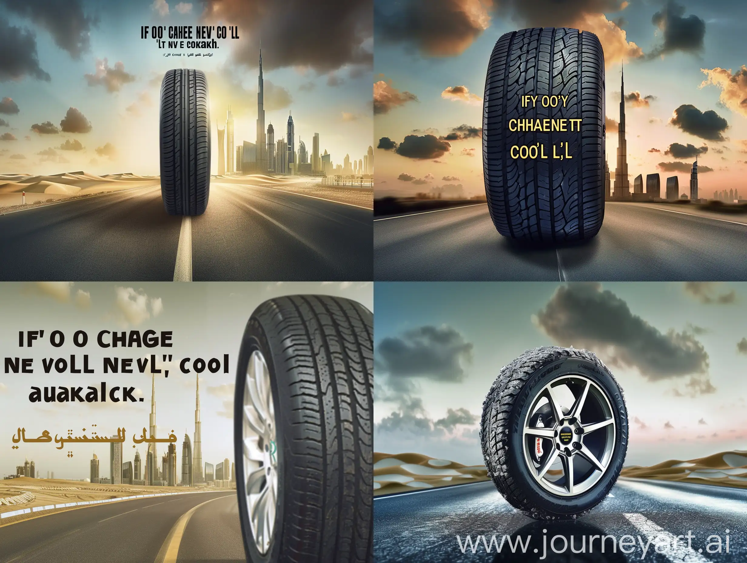 the best tire advertisement ina the country UAE with the heading of the advertisement "if you don't change it you'll never go anywhere"