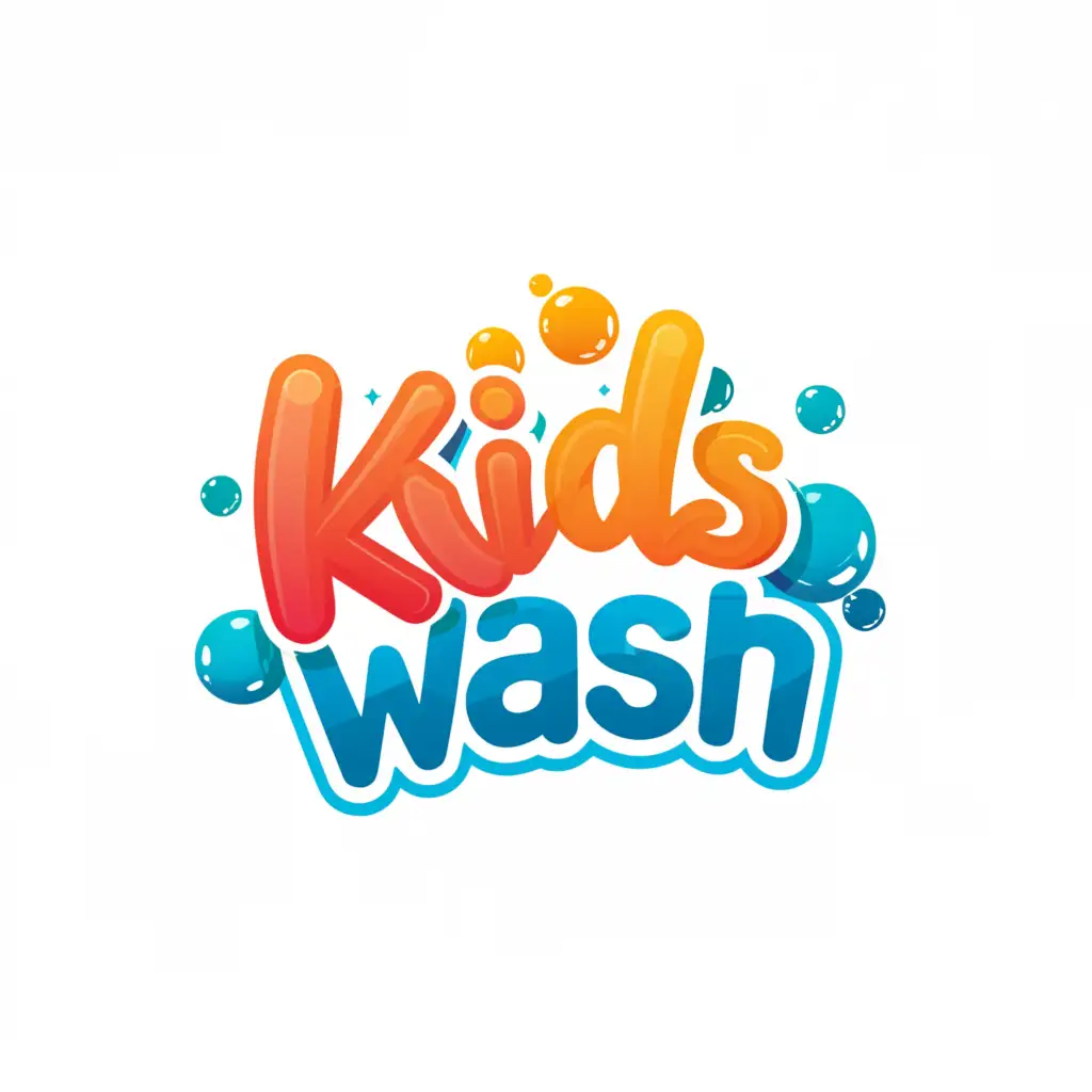 a logo design,with the text "Kids wash ", main symbol:a Kid symbol,Moderate,be used in Home Family industry,clear background