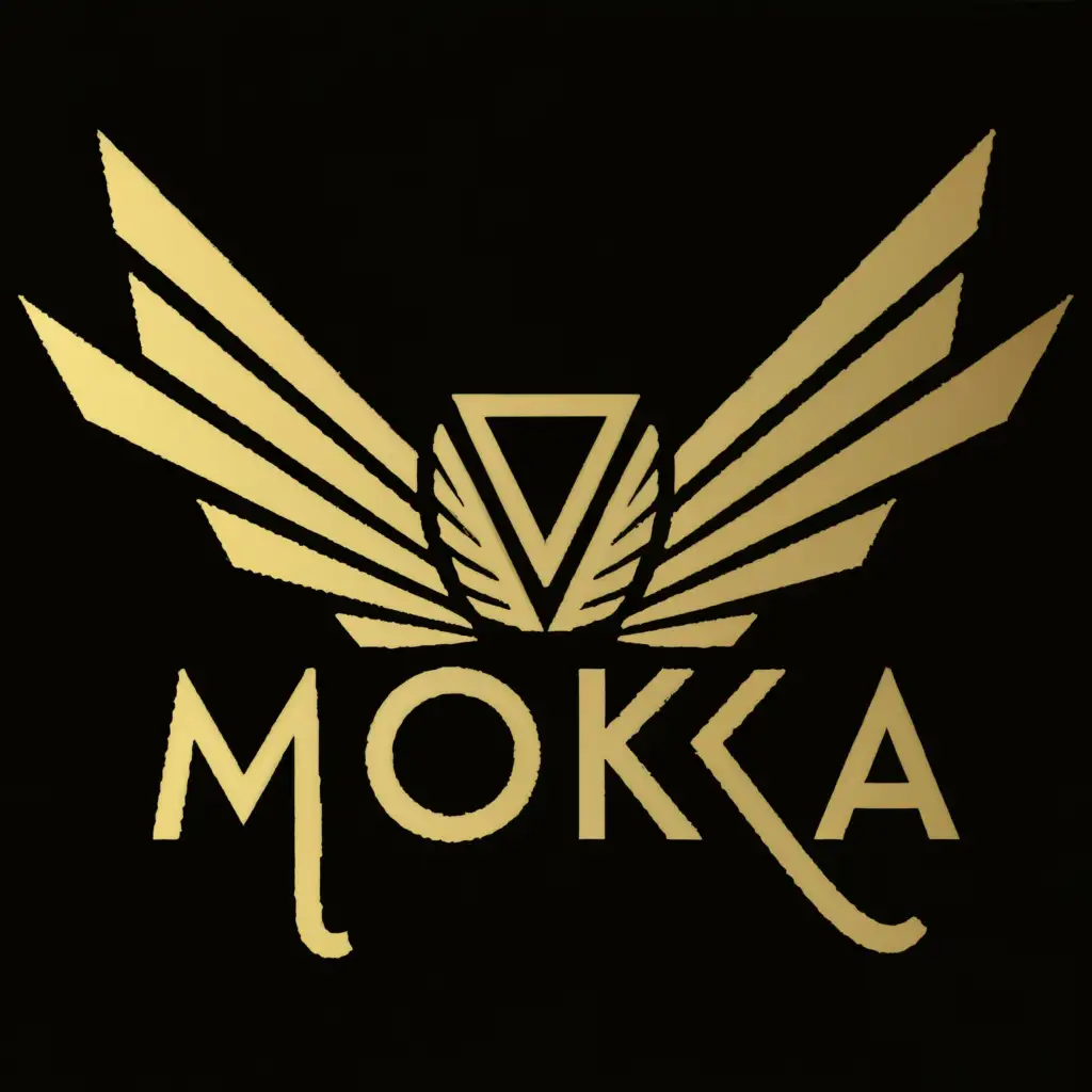 a logo design,with the text """"
Mokka

"""", main symbol:With wings double side,complex,be used in Entertainment industry,clear background