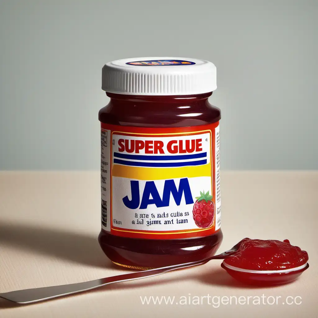 Table-with-Super-Glue-and-Jar-of-Jam-Household-Items-Still-Life