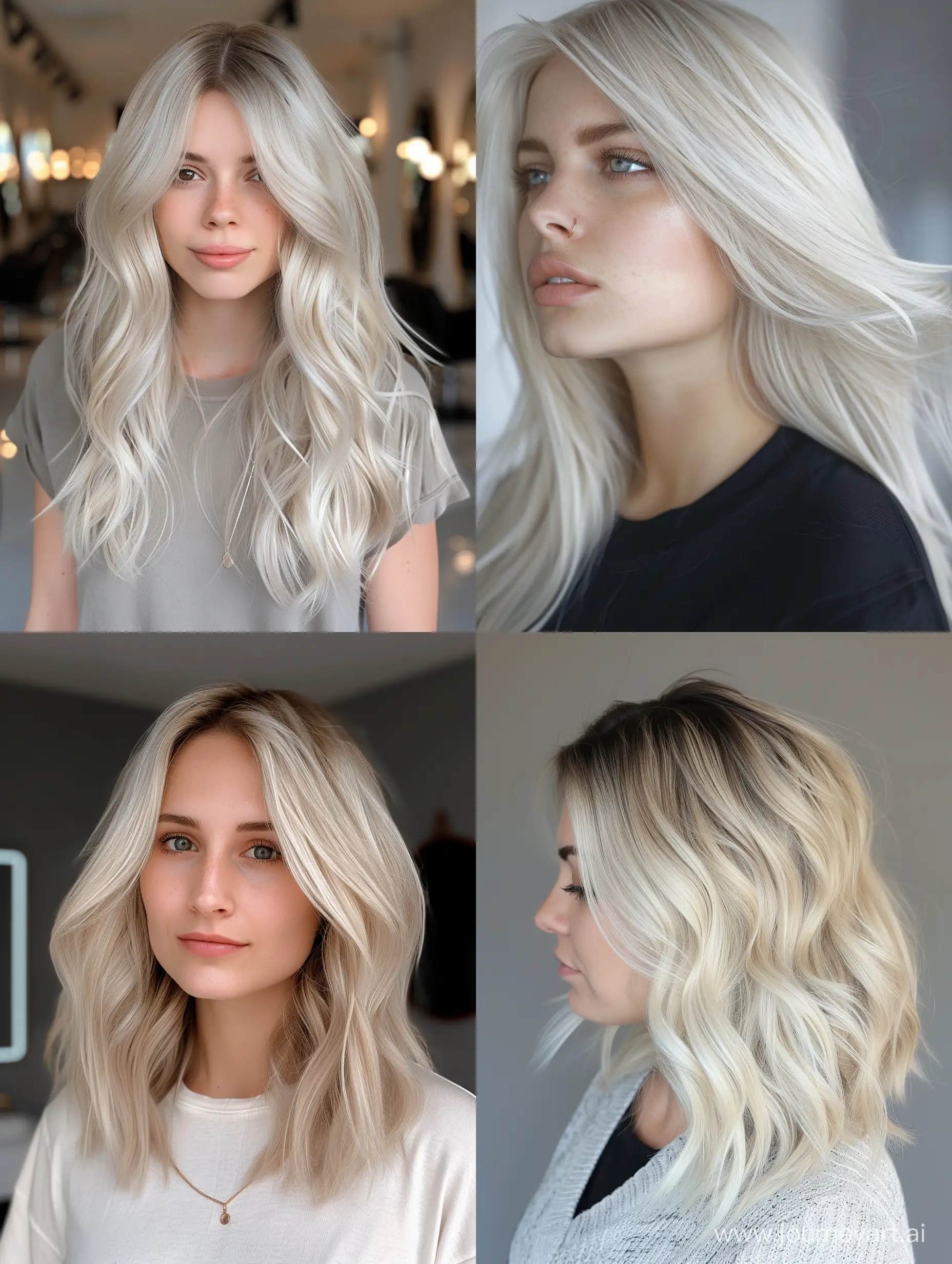 trendy platinum blonde hair with shadow root 2024