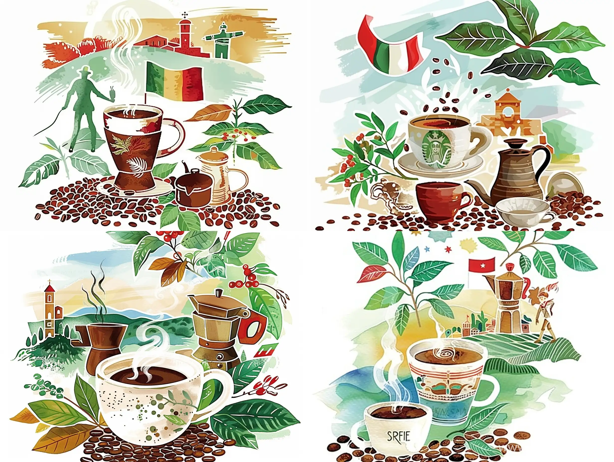 Italian-Coffee-Scene-Coffee-Beans-Cups-and-Pot-Amidst-Iconic-Italian-Symbols