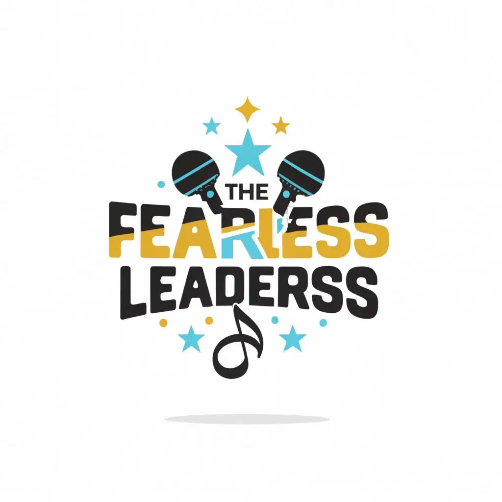 a logo design,with the text "THE FEARLESS LEADERS", main symbol:Music and fun and colourful and music notes ,complex,be used in Entertainment industry, colorful background