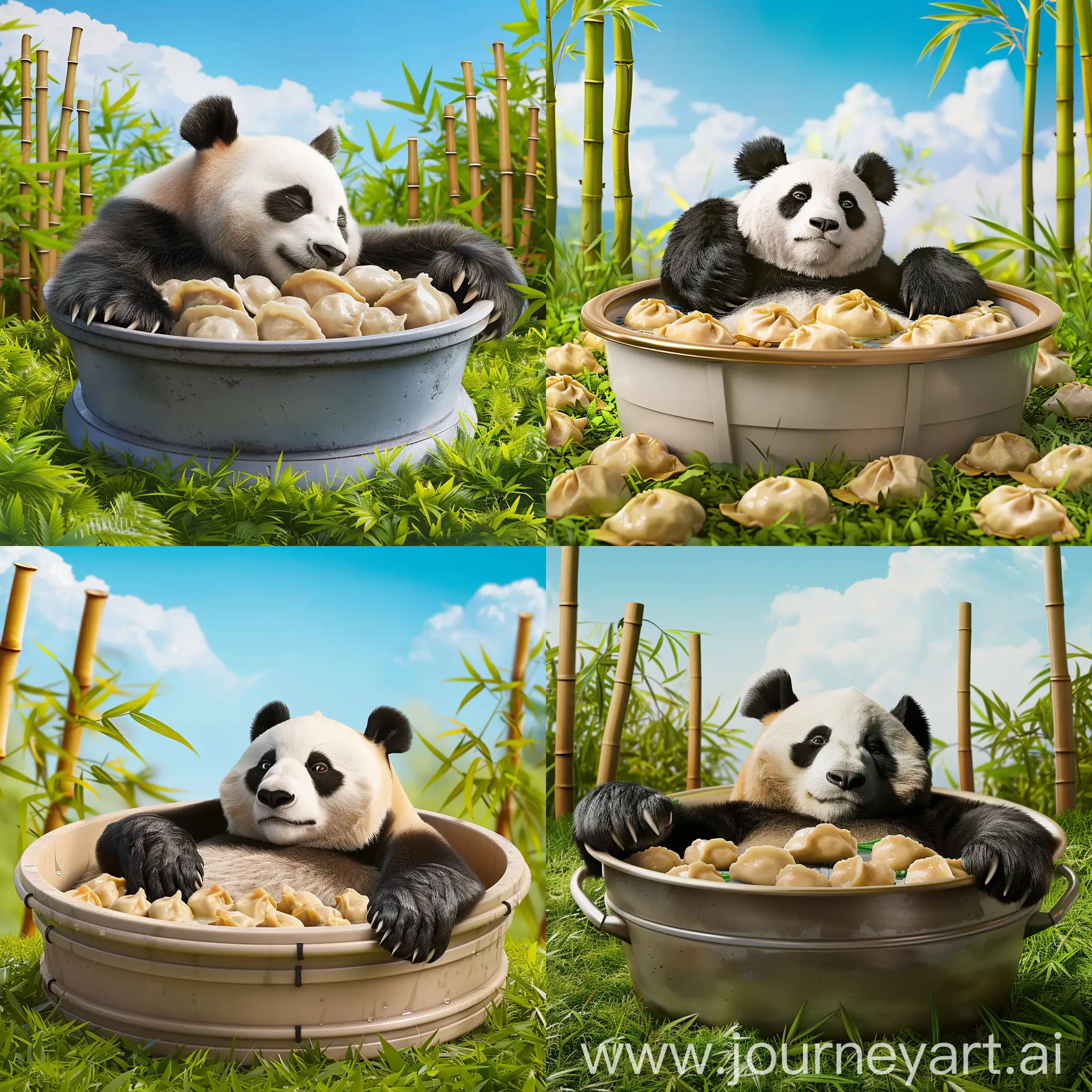Kung-Fu-Panda-Relaxing-in-Dumpling-Tub-with-Serene-Bamboo-Grove