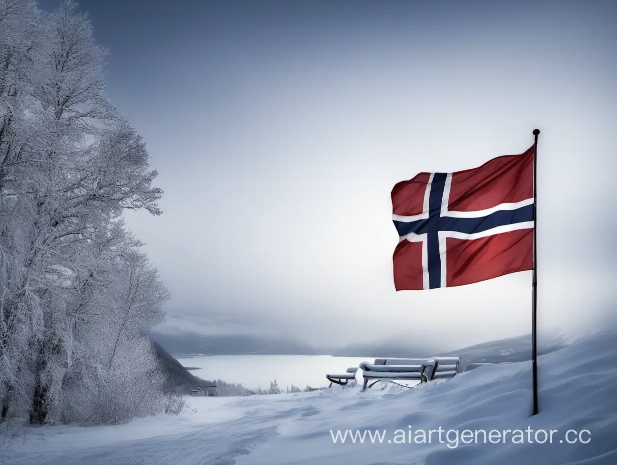 Winter-Scene-in-Norway-with-Flag