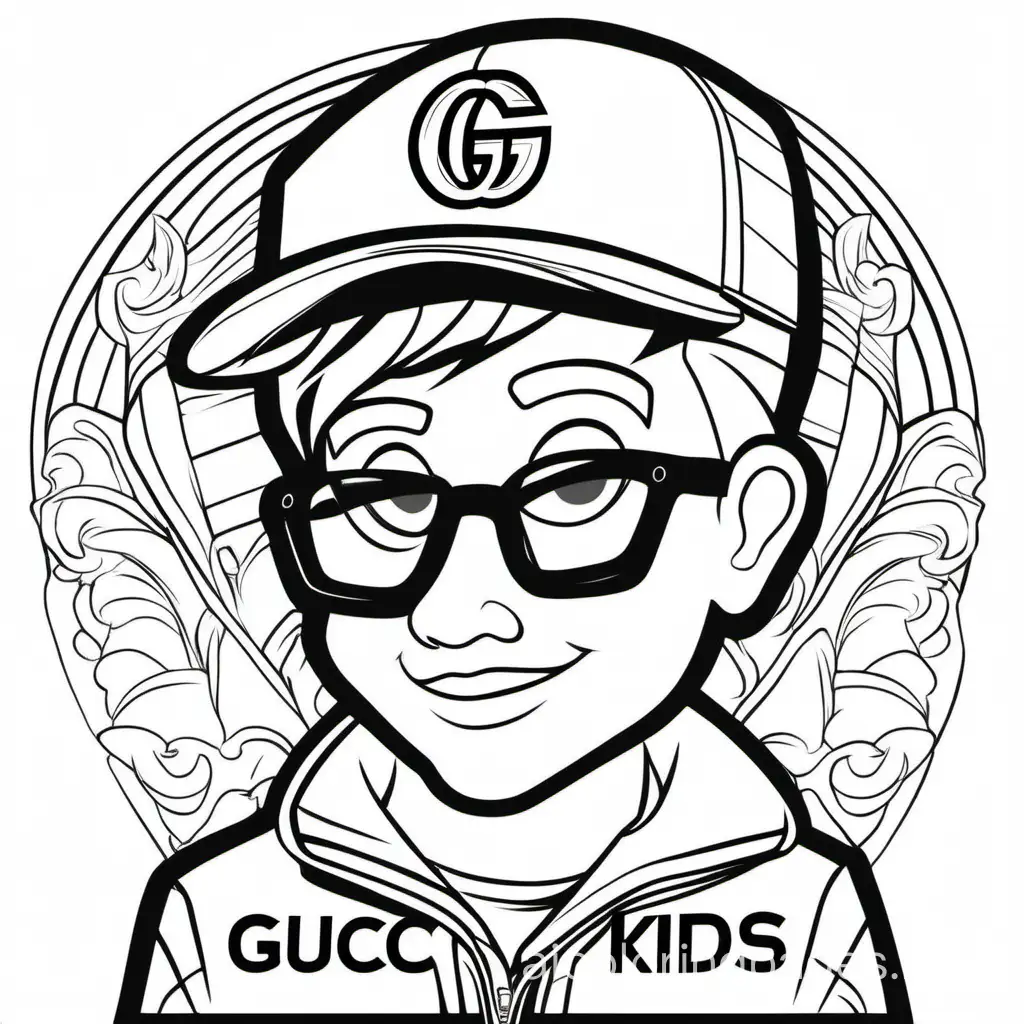 Gucci-Kids-Mascot-Coloring-Page-Simple-Black-and-White-Line-Art-for-Easy-Coloring