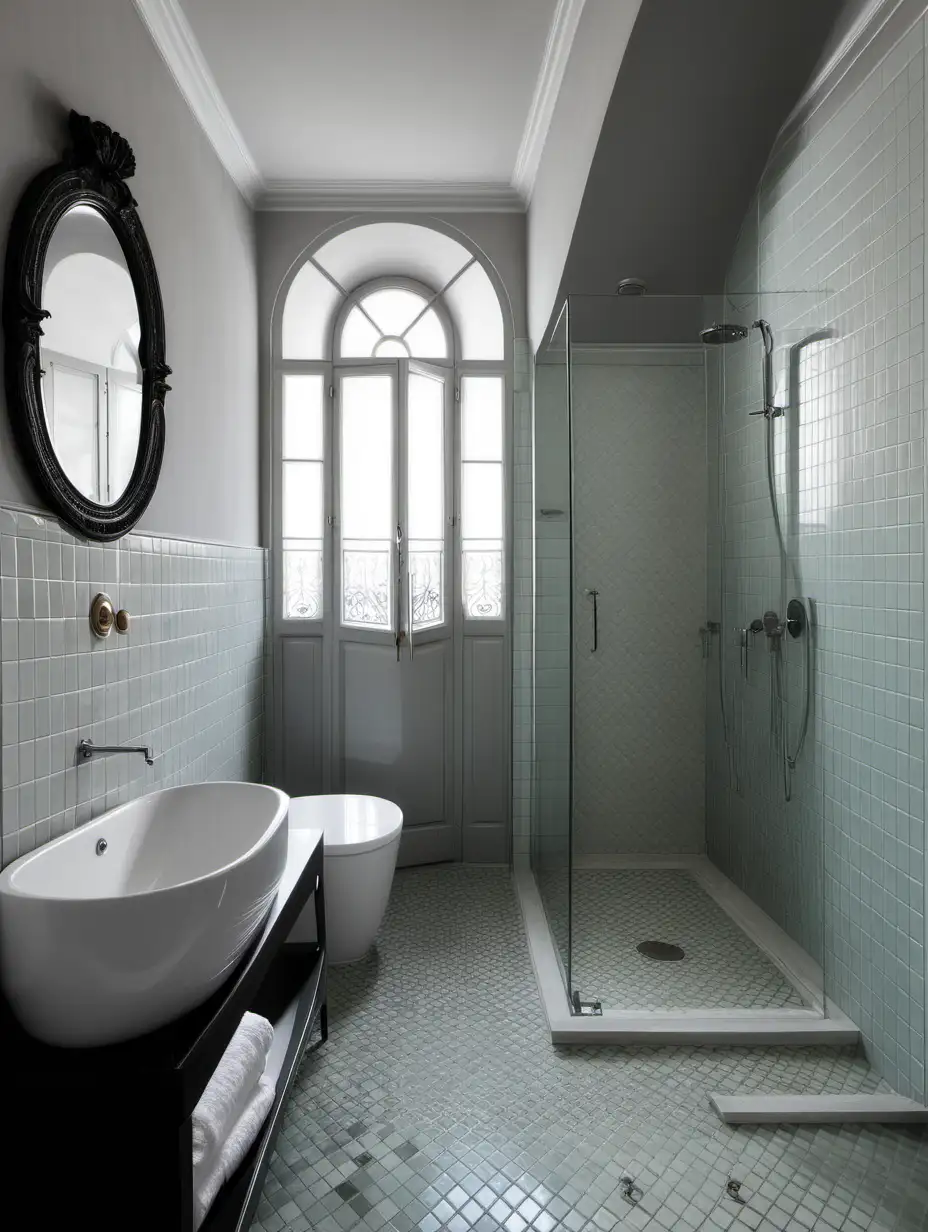 parisian mansard bathroom with shower, MATTONELLE MARGHERITA tile