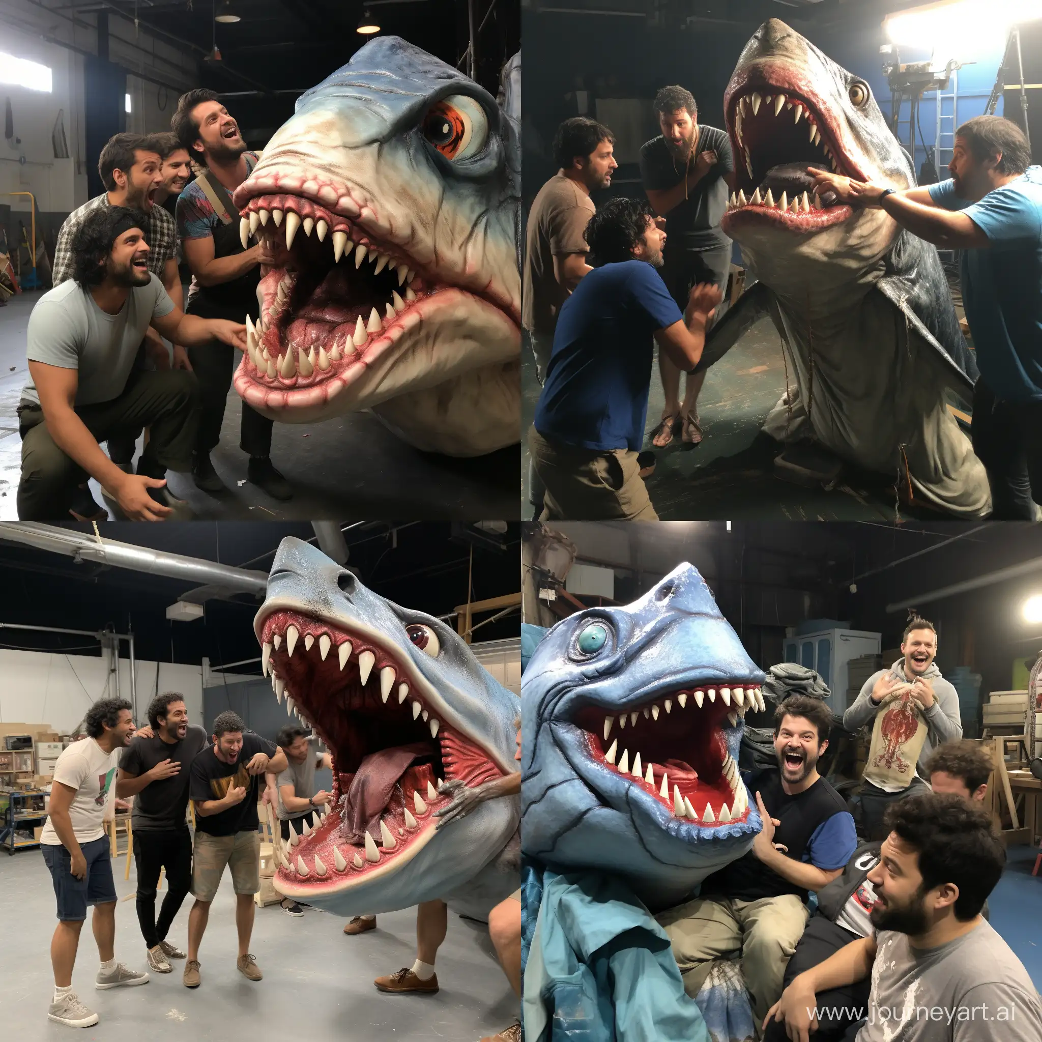 Картинка акулы режиссёра с акулами актёрами на репетиции
