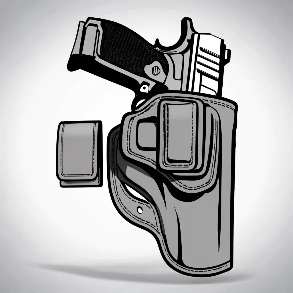 show a gun holster on the side of someone. focus on the holster. keep it cartoonish 
