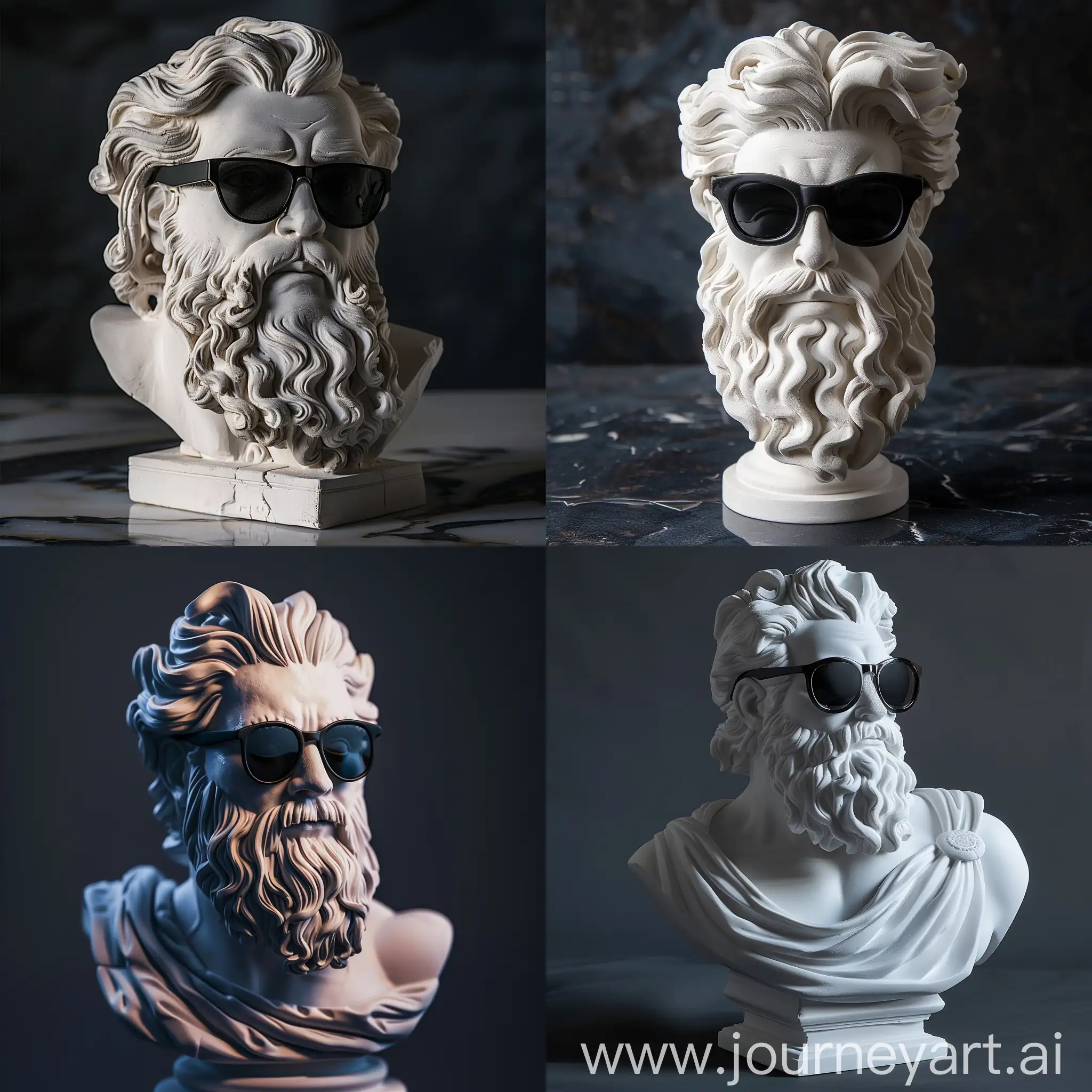 Modern-Zeus-Sculpture-with-Black-Sunglasses-in-Catalog-Pose
