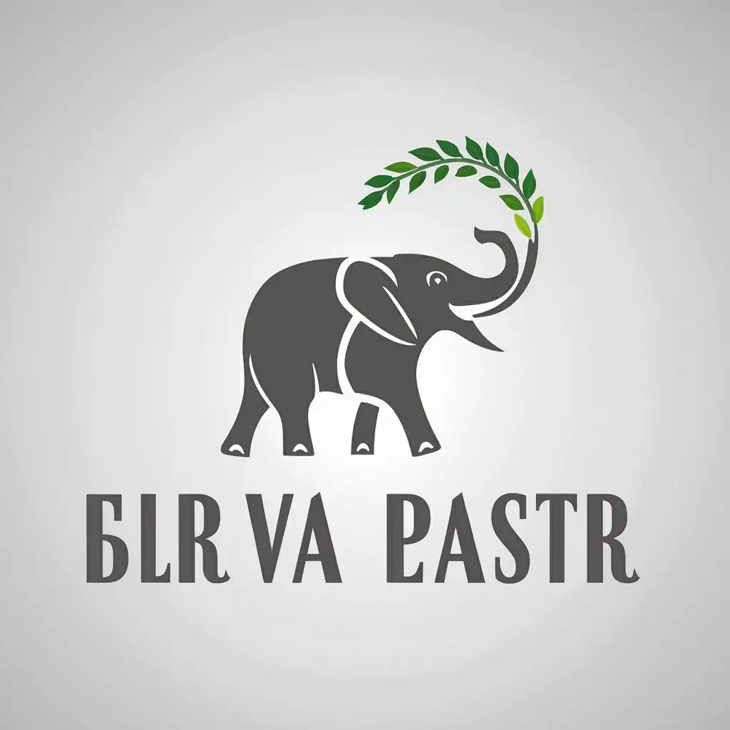 logo, An Asia traditional full black emboss elephant holding green curve curry leaves 3D