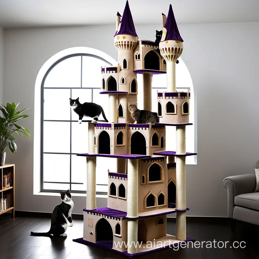 a ginormous hogwarts castle themed cat tree that 30 cats can fit in