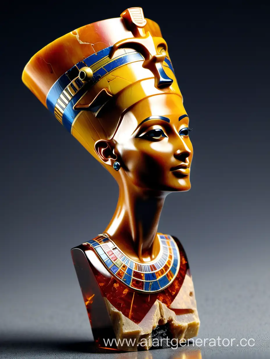 Amber-Statue-of-Nefertiti-Ancient-Egyptian-Queen-Carved-in-Radiant-Amber