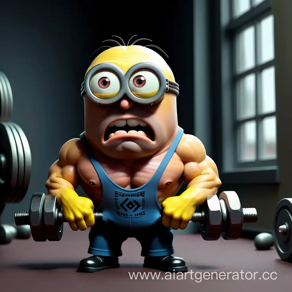 Cute-Minion-Bodybuilder-Battling-the-Blues-with-Determination