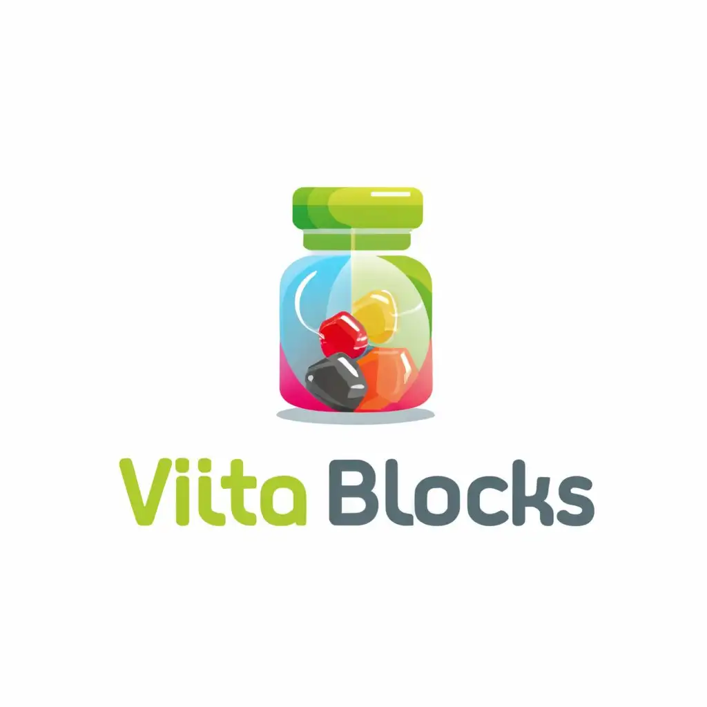 LOGO-Design-For-Vita-Blocks-Sweet-Candy-Jar-Emblem-on-a-Clean-Background