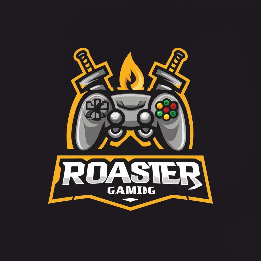 a logo design,with the text "Roaster Gaming", main symbol:Gaming and fighting,Moderate,clear background