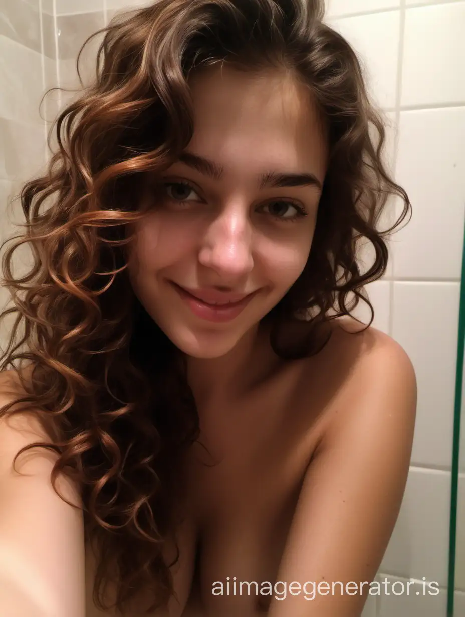 Italian-College-Student-Michela-Taking-Selfie-After-Shower