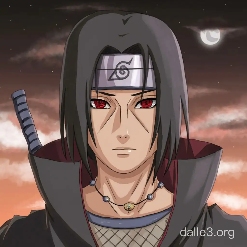 Itachi Uchiha Powerful Ninja in Mysterious Moonlit Battle | Dalle3 AI